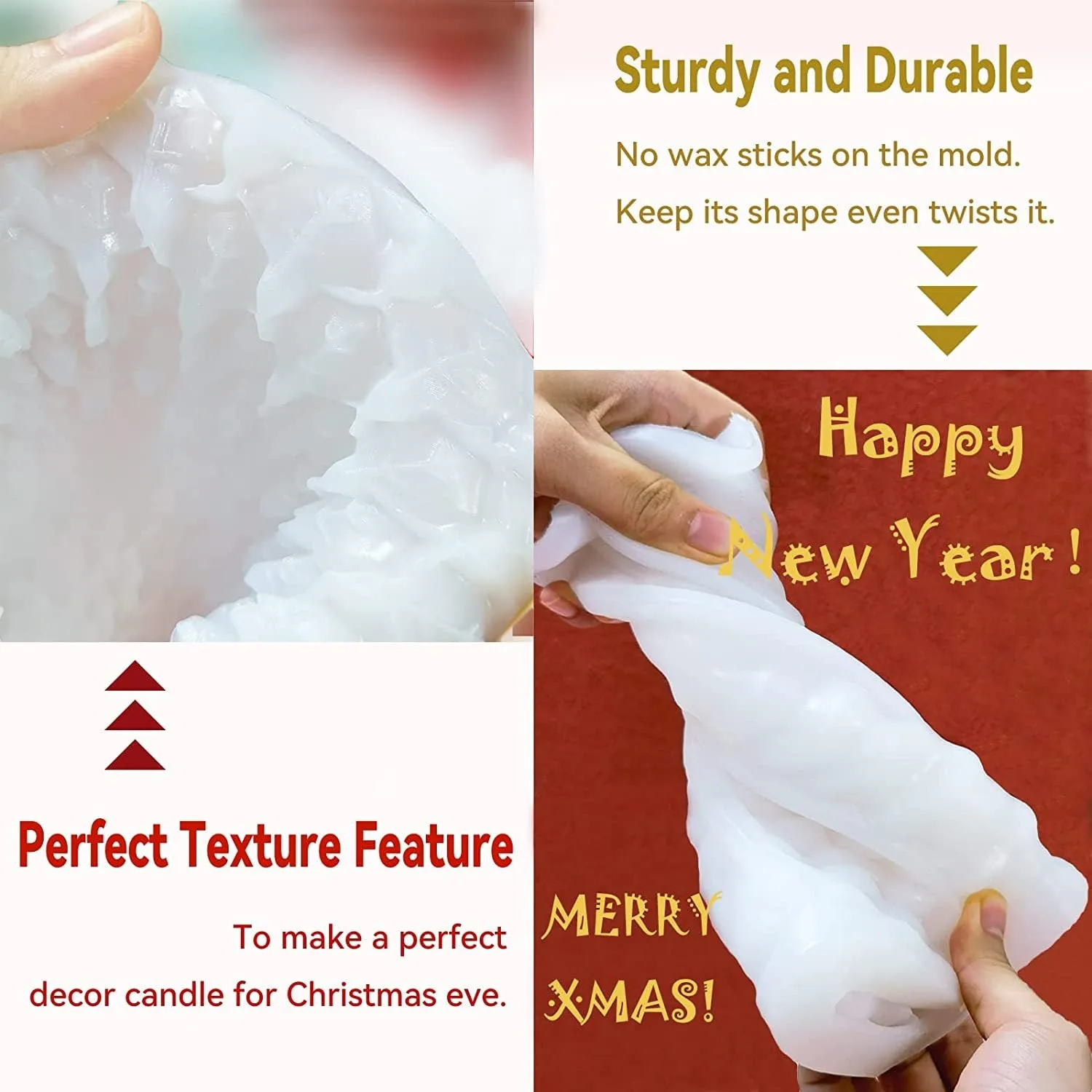 2PCS Candle Molds for Candle Making, MUHMU 3D Christmas Tree Shape Silicone Resin Epoxy Mould DIY Casting Aromatherapy Wax Candles