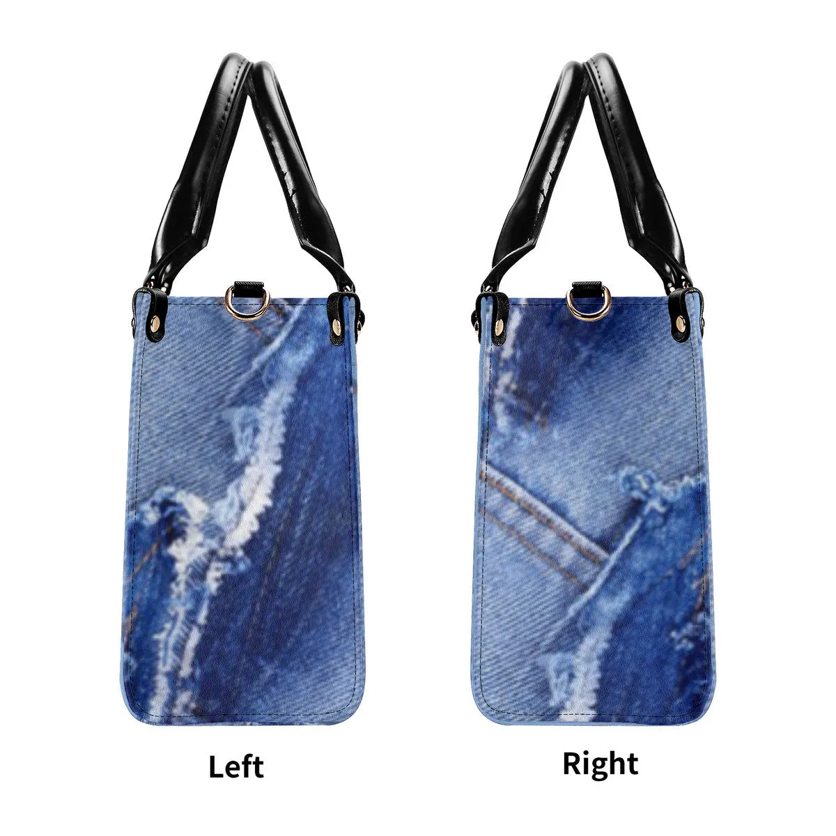 45 Dgr White Logo & Denim Multiple Sizes Upgraded Luxury Women PU Leather Handbag