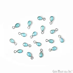 5pc Lot Sky Blue Chalcedony Pears 4x3mm Silver Plated Single Bail Brilliant Cut Gemstone Connector