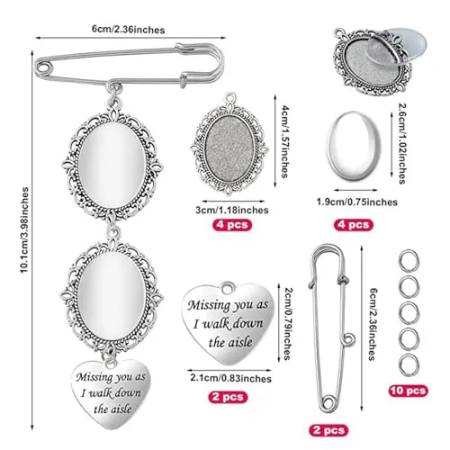 ATORSE® 2Pcs Wedding Bouquet Photo Charms Picture Frame Pin For Wedding Friend Party