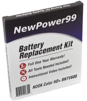 Barnes & Noble NOOK Color HD  BNTV600 Tablet Battery Replacement Kit with Tools, Video Instructions and Extended Life Battery