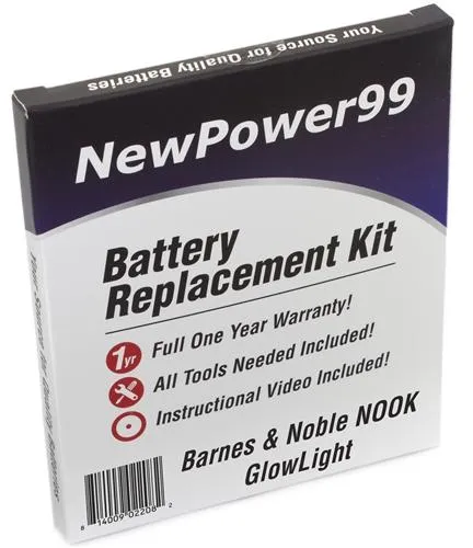 Barnes & Noble NOOK GlowLight Battery Replacement Kit with Tools, Extended Life Battery & Full One Year Warranty