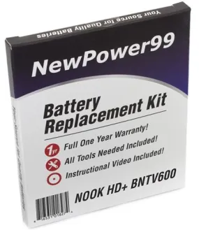 Barnes & Noble NOOK HD  BNTV600 Tablet Battery Replacement Kit with Tools, Video Instructions and Extended Life Battery