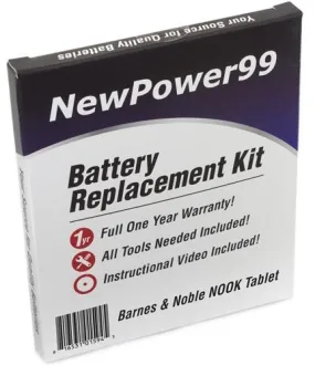 Barnes & Noble NOOK Tablet Battery Replacement Kit with Tools, Video Instructions and Extended Life Battery