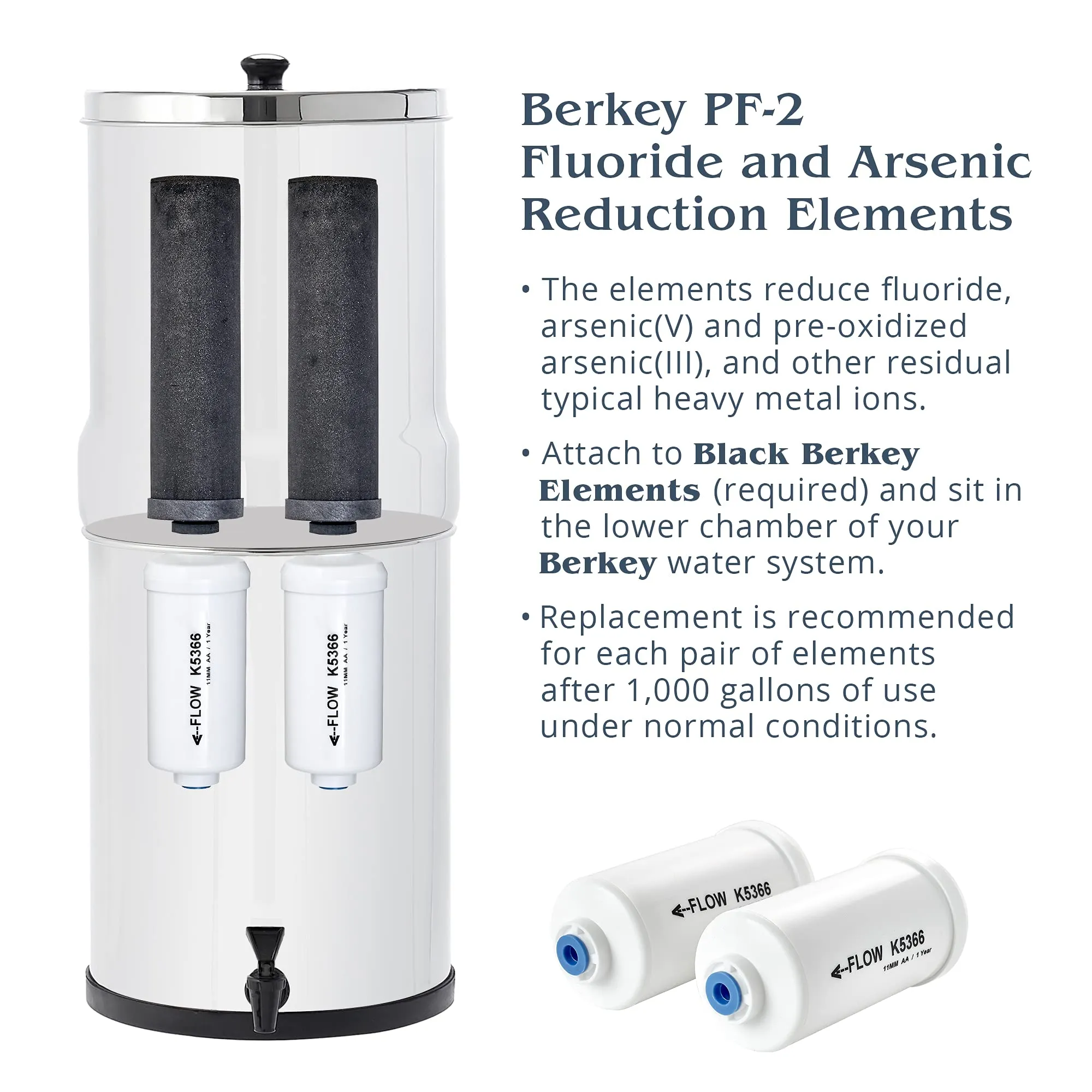 Berkey - 4 (BB9) Replacement Filters & 4 Fluoride Water Filters (PF2)