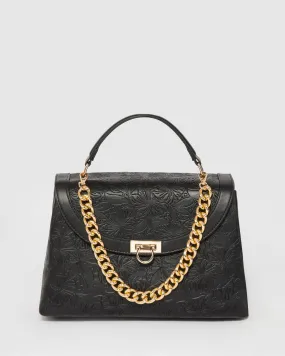 Black Asma Lock Top Handle Bag