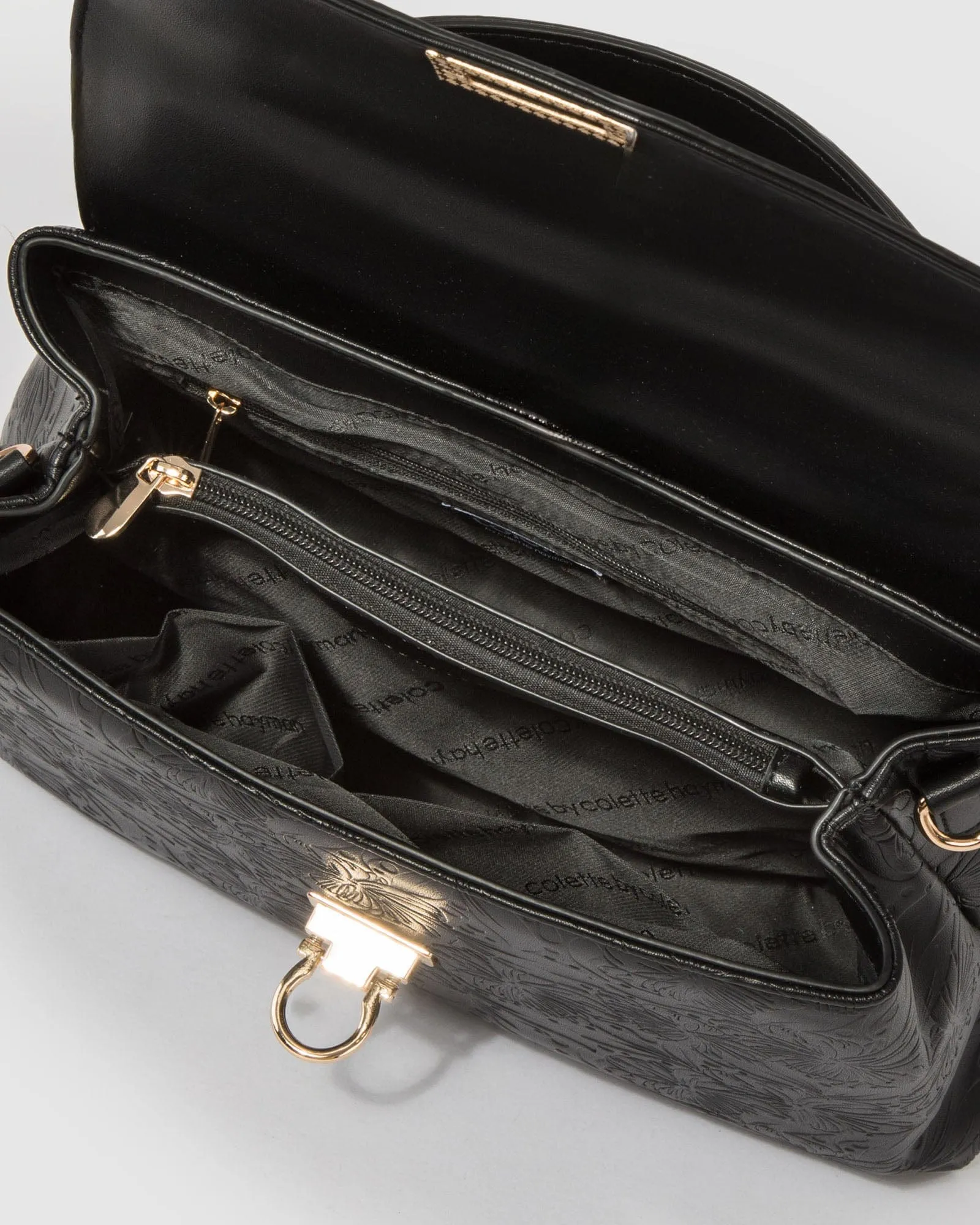 Black Asma Lock Top Handle Bag