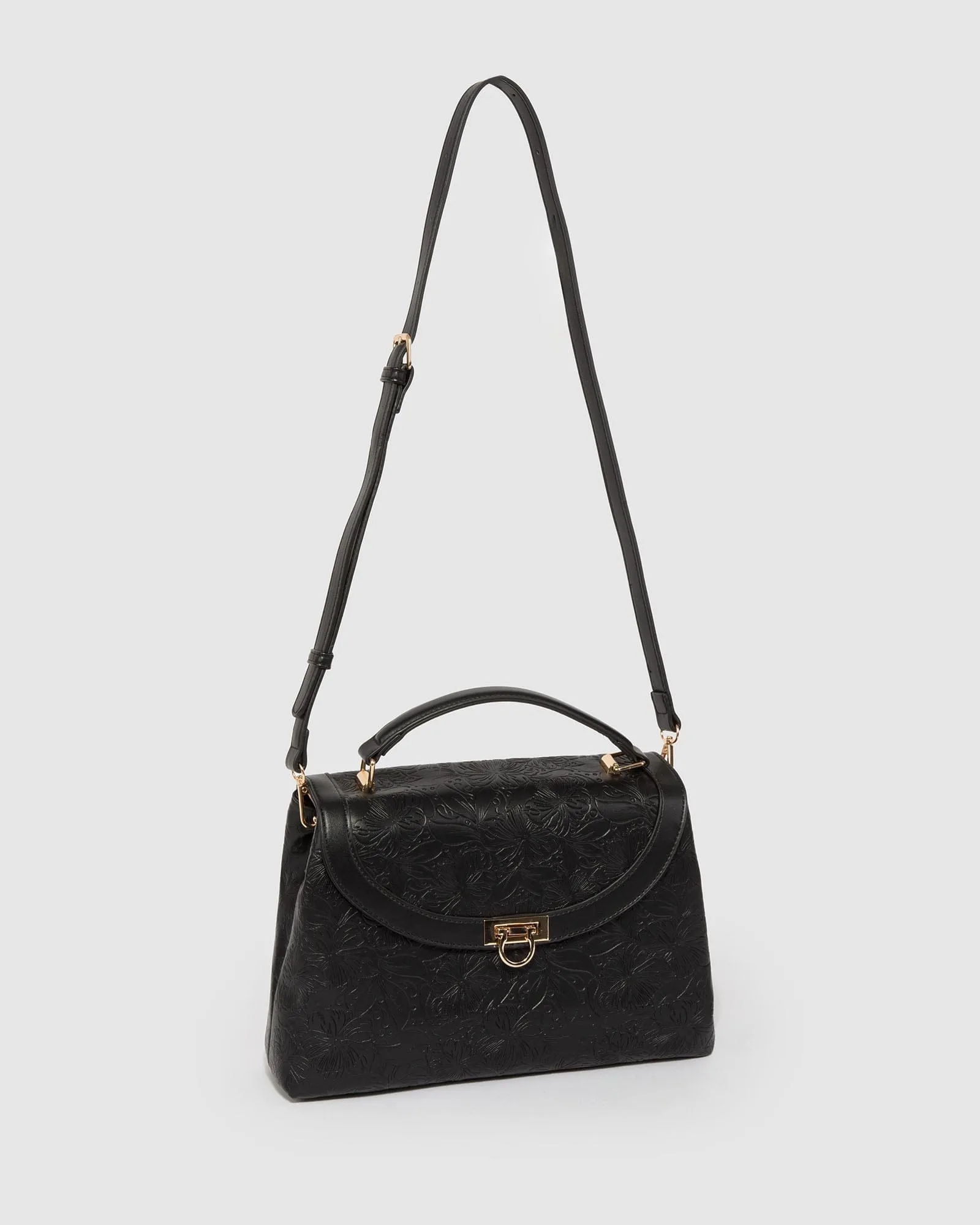 Black Asma Lock Top Handle Bag