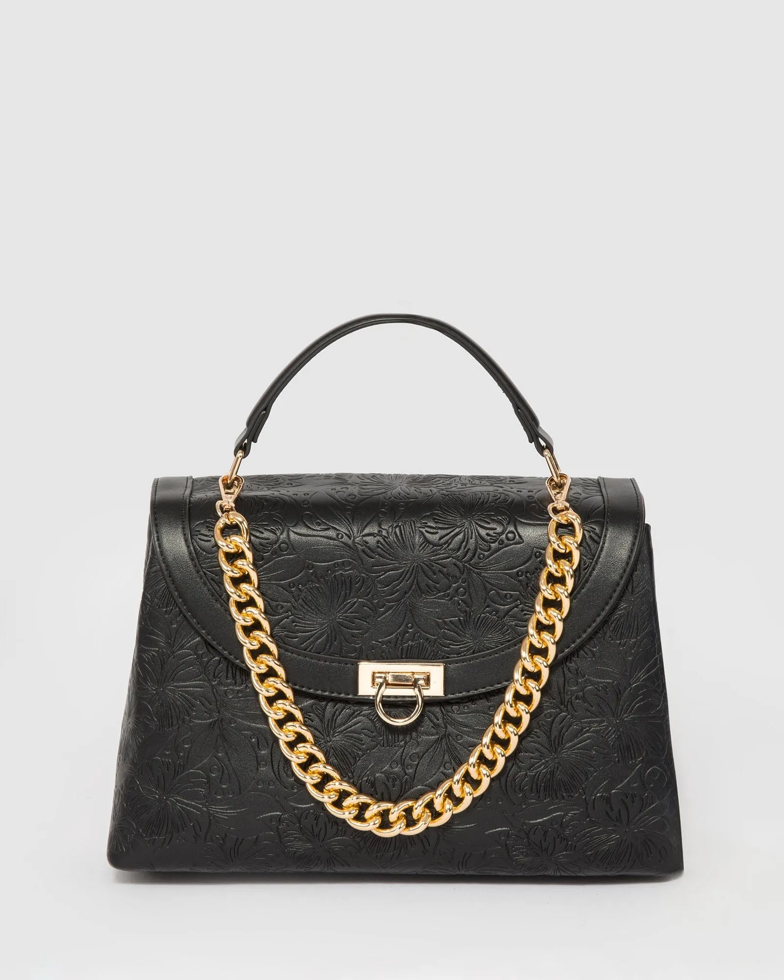 Black Asma Lock Top Handle Bag