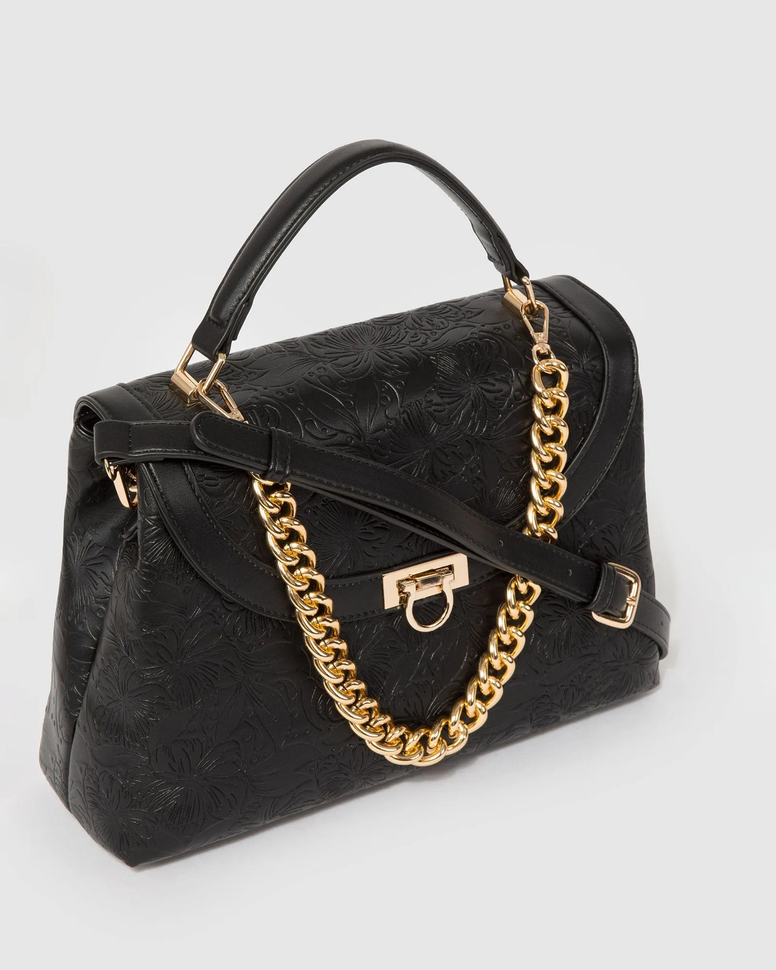 Black Asma Lock Top Handle Bag