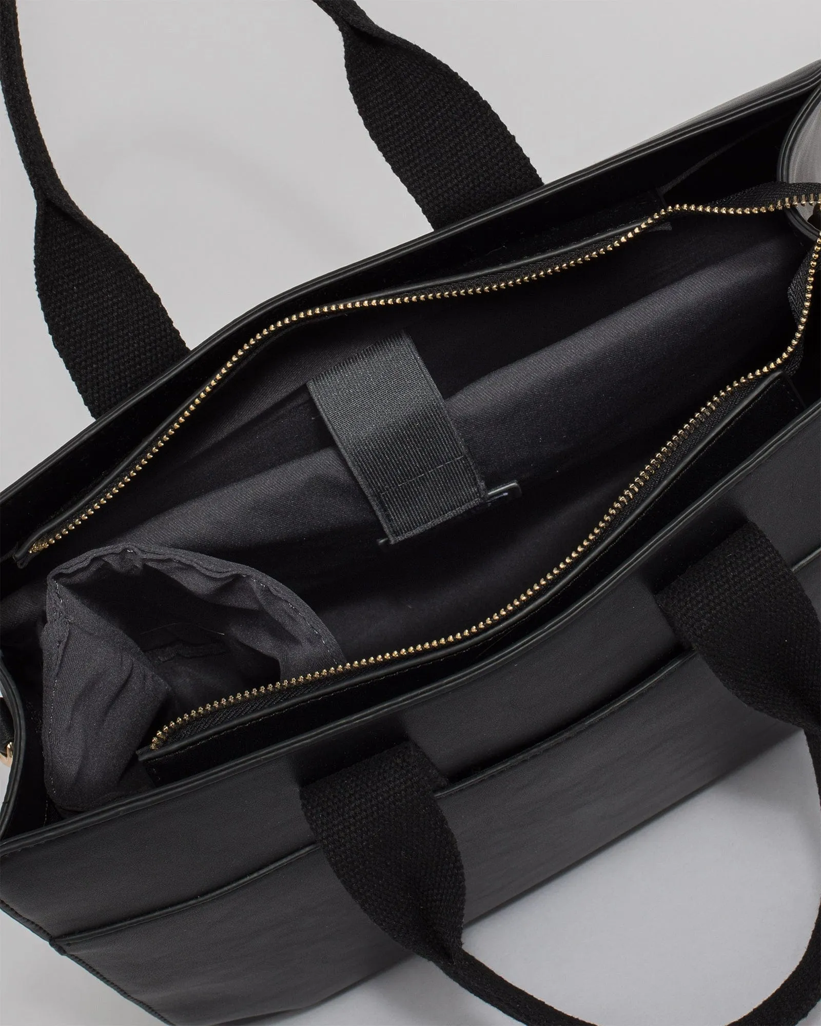Black Bonnie Square Tech Tote Bag