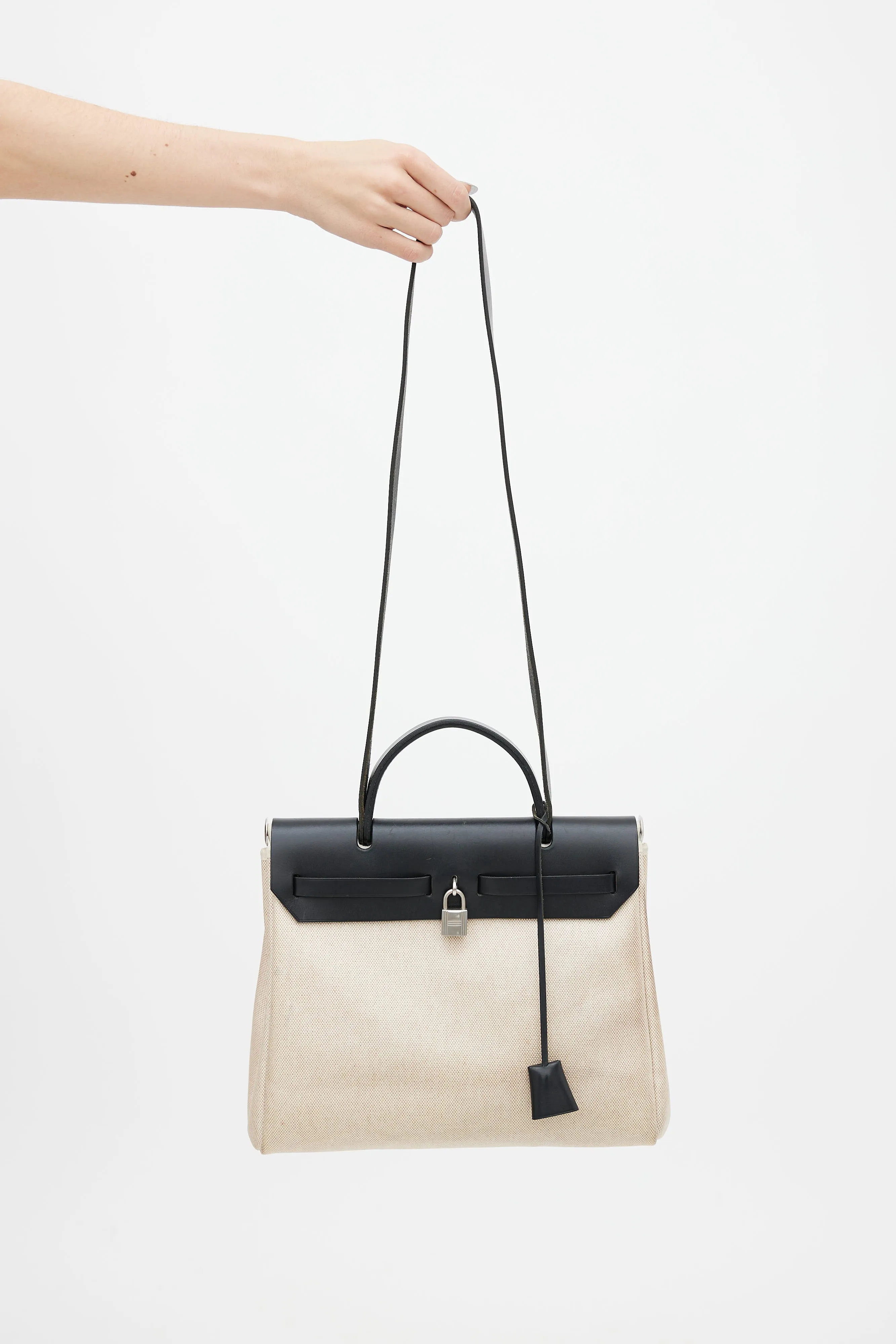 Black Canvas & Leather 31 Herbag PM Two-Way Shoulder Bag