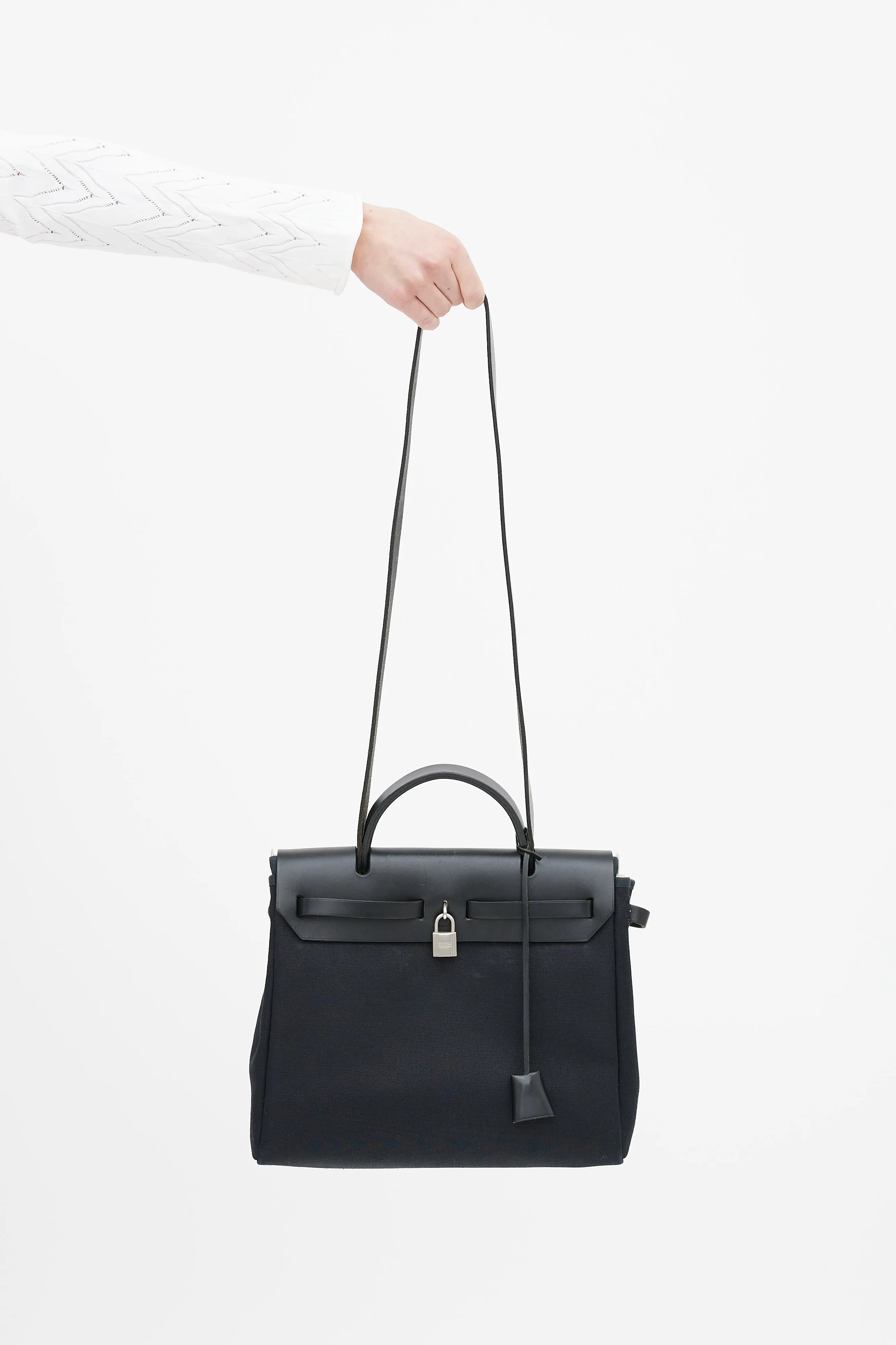 Black Canvas & Leather 31 Herbag PM Two-Way Shoulder Bag