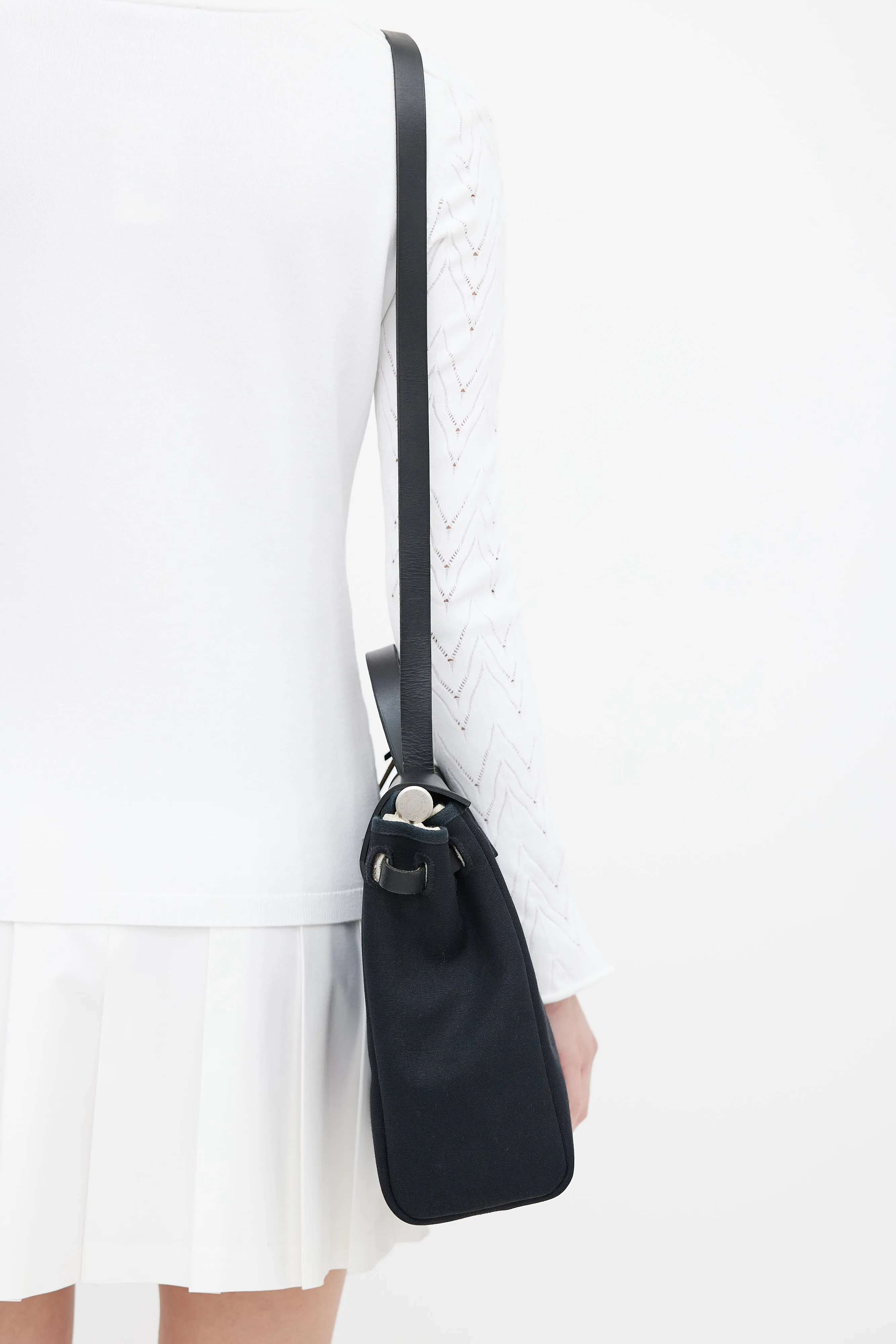 Black Canvas & Leather 31 Herbag PM Two-Way Shoulder Bag