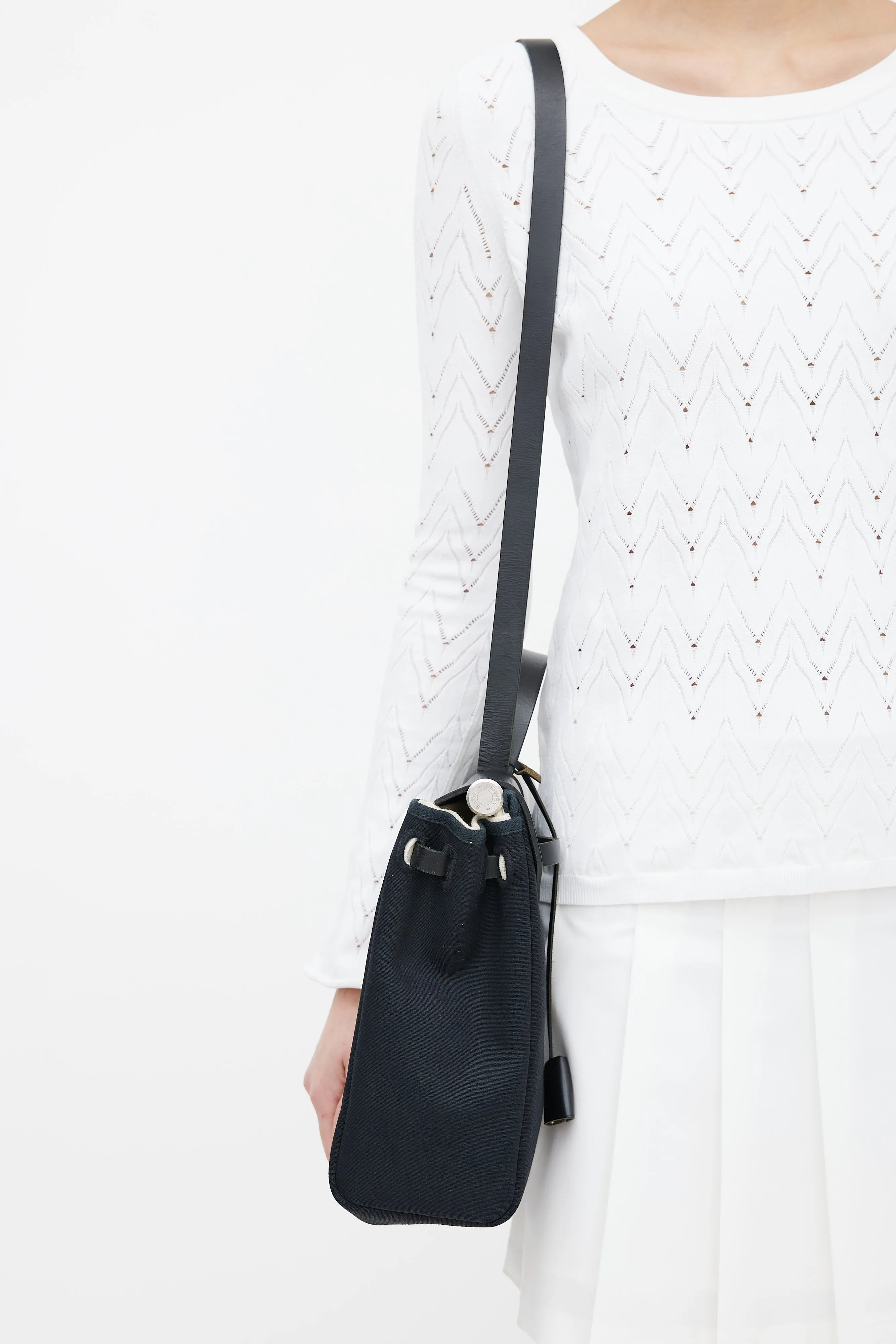Black Canvas & Leather 31 Herbag PM Two-Way Shoulder Bag