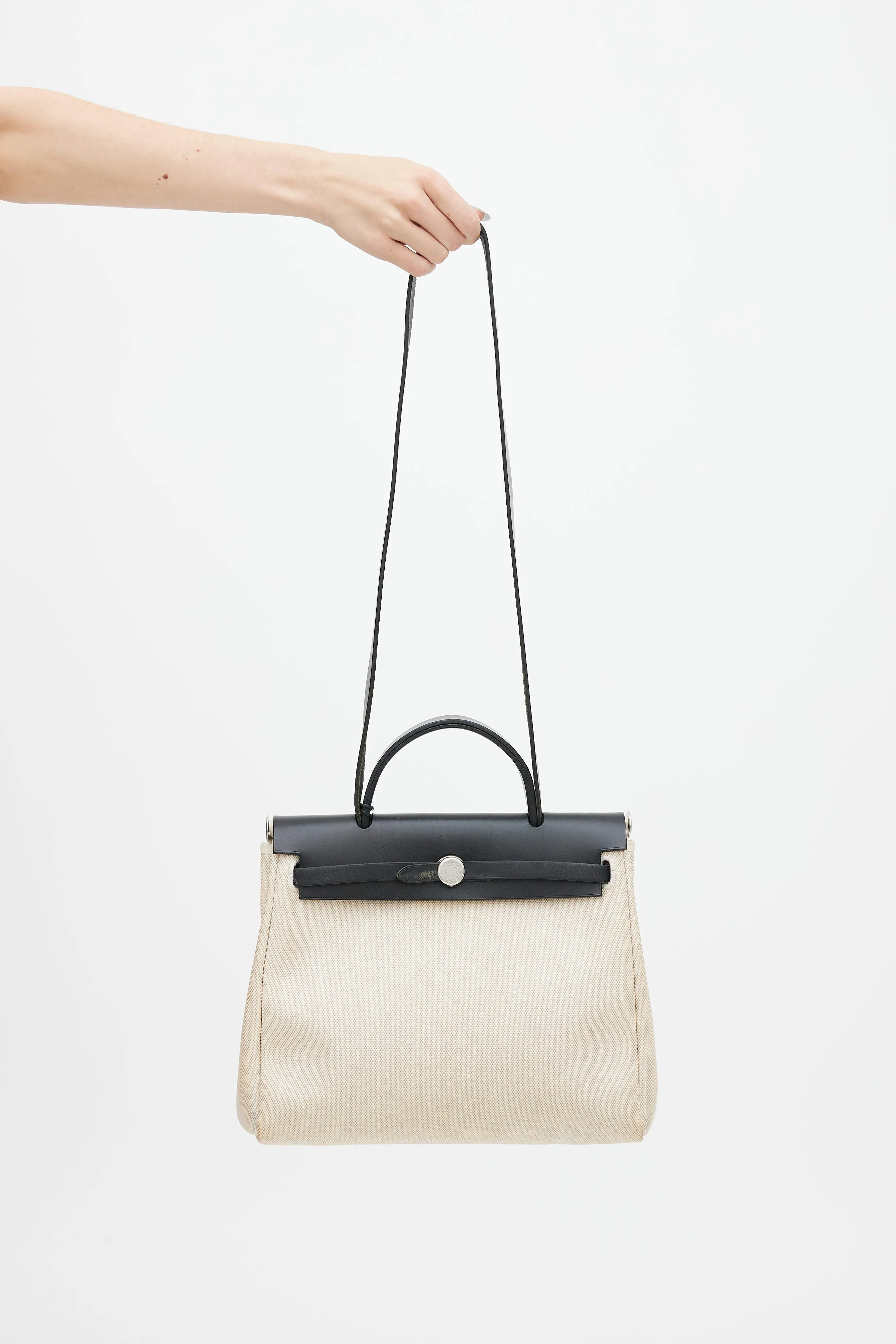 Black Canvas & Leather 31 Herbag PM Two-Way Shoulder Bag