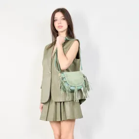 Boho fringe crossbody bag with flap closure wholesale