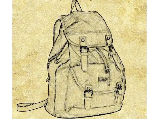 Brown Canvas  & Leather Casual Travel Rucksack Backpack