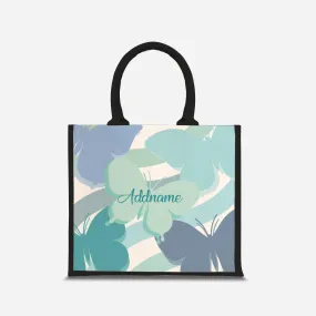 Butterfly Series Half Lining Jute Bag - Blue Black