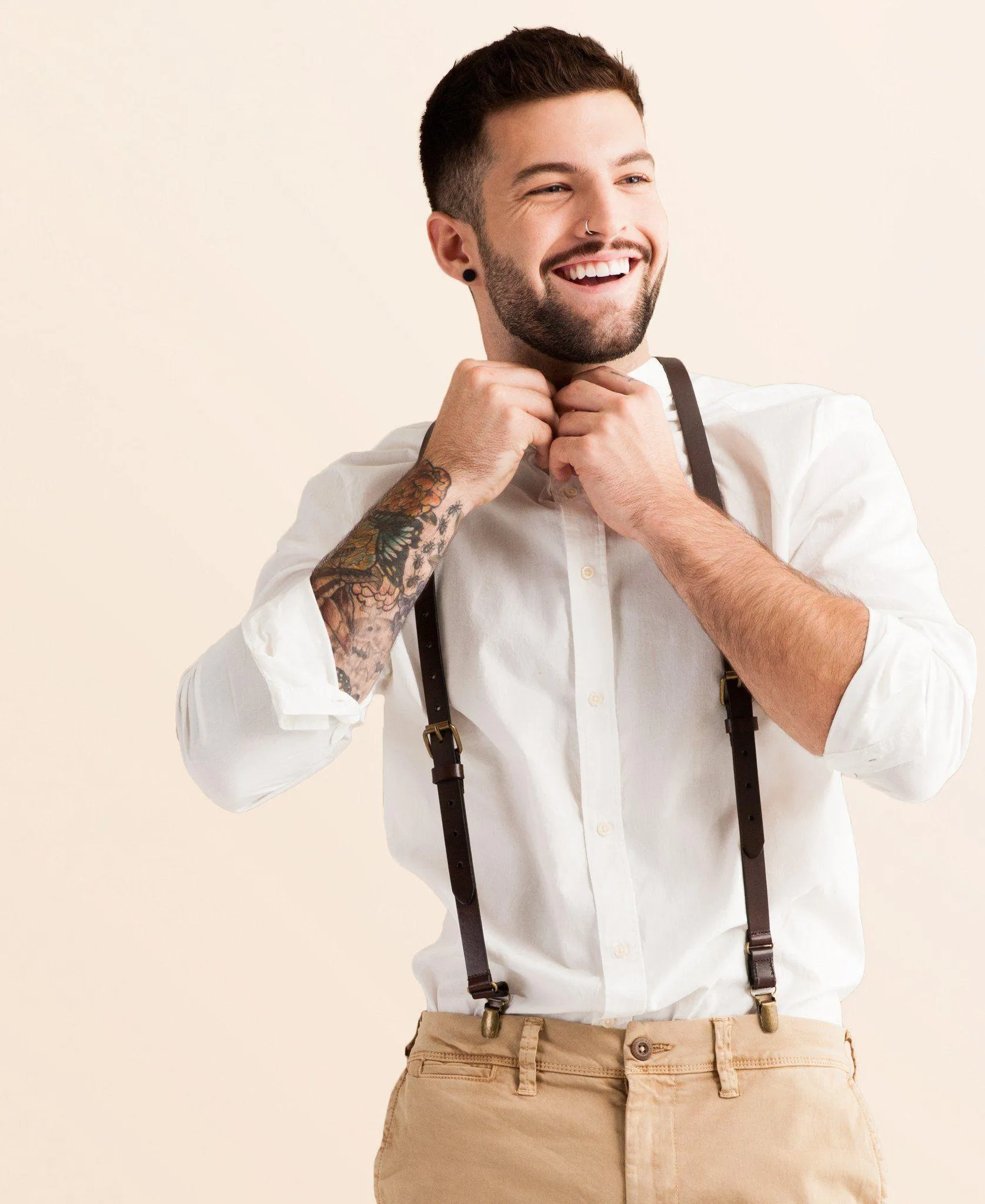 Chestnut Java - Brown Leather Suspenders