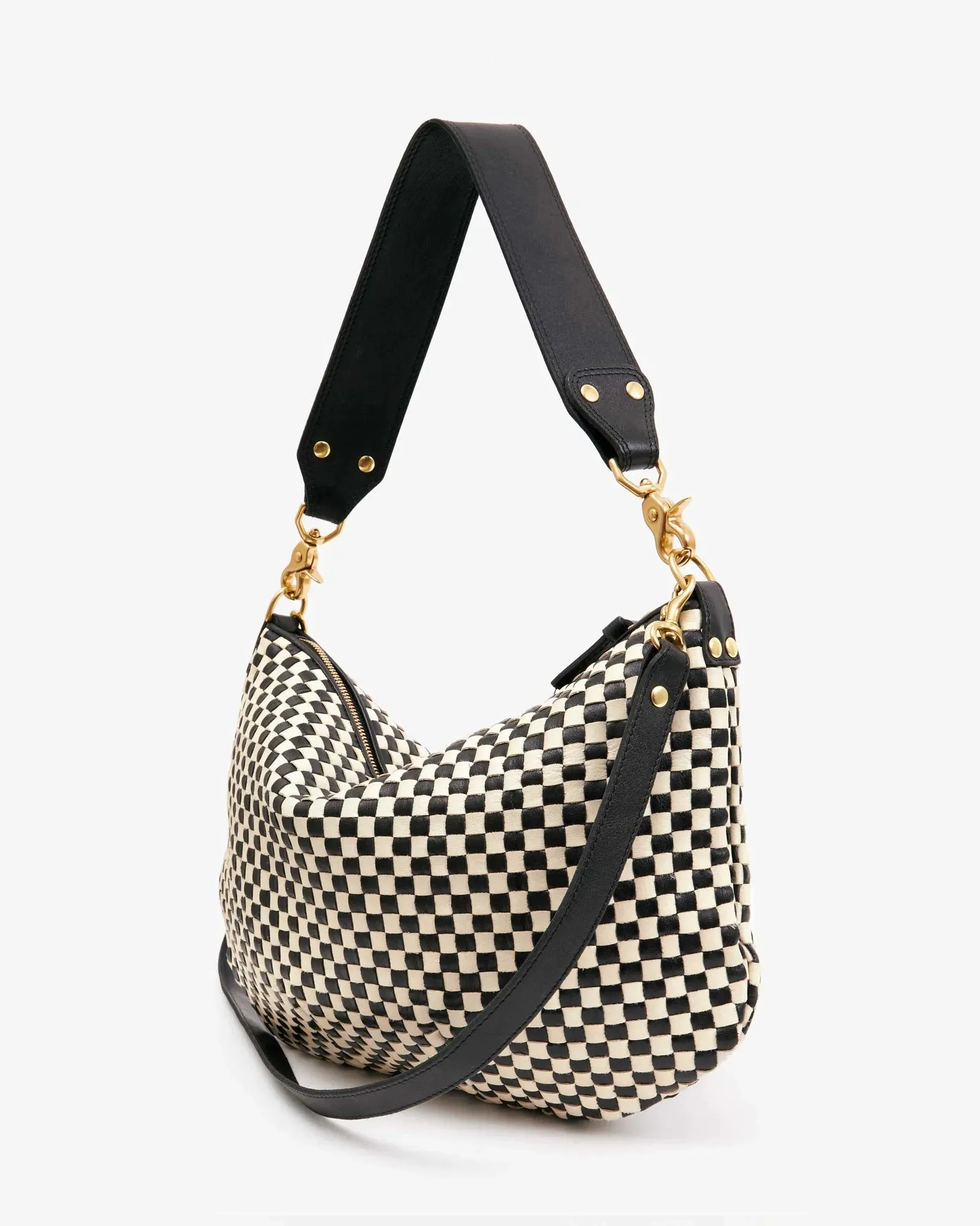 Clare V. Moyen Messenger Woven Checkered Bag
