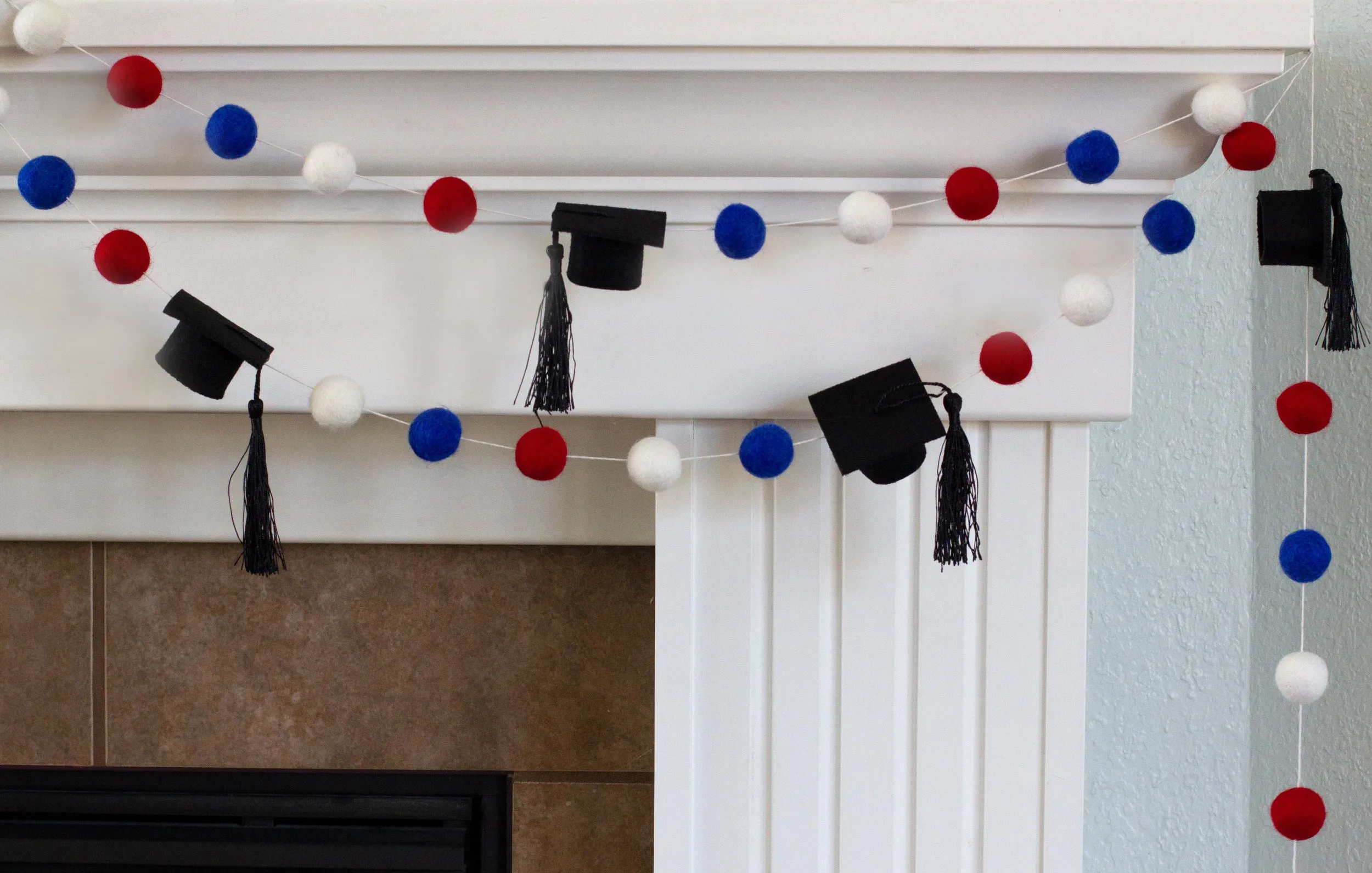 CUSTOM Graduation Cap Felt Garland- PICK YOUR COLORS