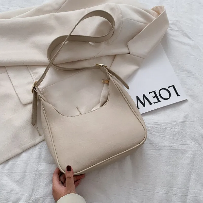 Darianrojas PU Leather Street Crescent Zipper Shoulder Handbag Casual Retro Mini Shoulder Bag Female Simple Crossbody Bag
