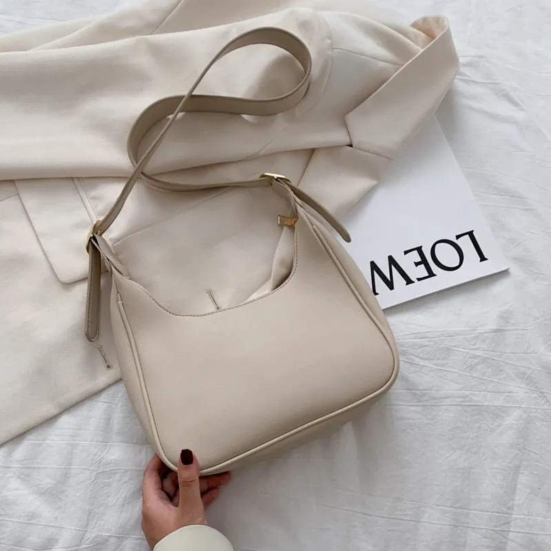 Darianrojas PU Leather Street Crescent Zipper Shoulder Handbag Casual Retro Mini Shoulder Bag Female Simple Crossbody Bag