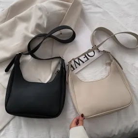 Darianrojas PU Leather Street Crescent Zipper Shoulder Handbag Casual Retro Mini Shoulder Bag Female Simple Crossbody Bag