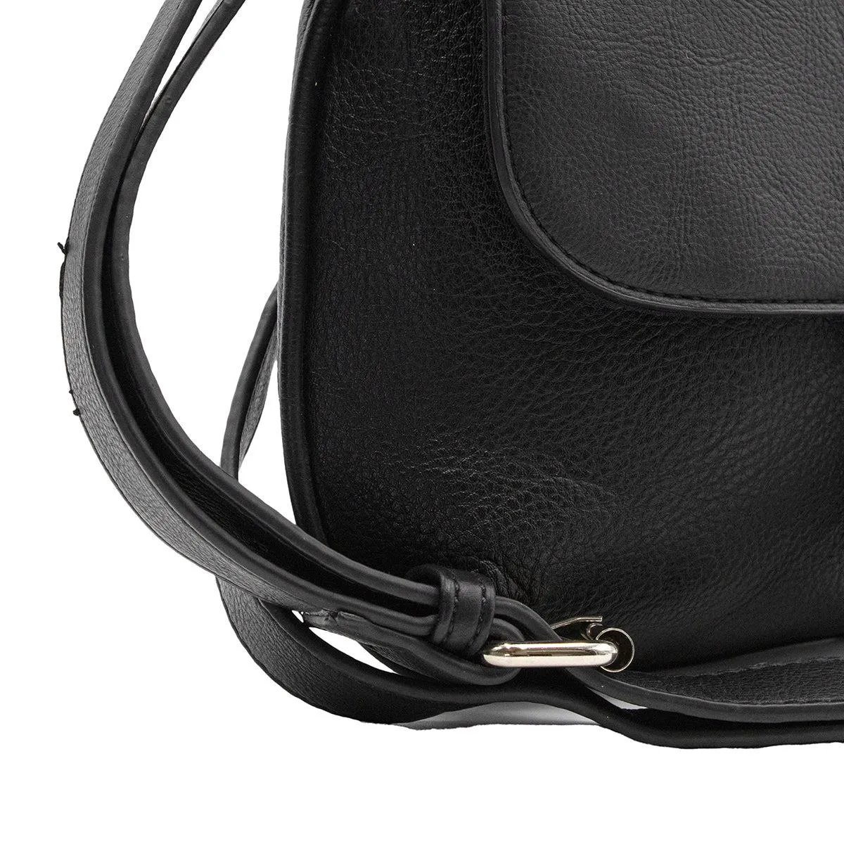 David Jones Flap Shoulder Bags Leather Black Colour For Women