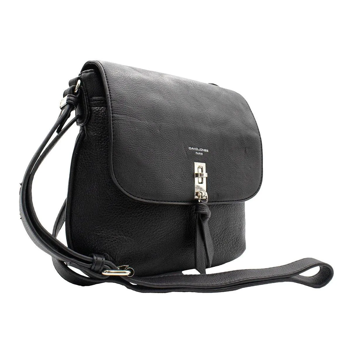 David Jones Flap Shoulder Bags Leather Black Colour For Women