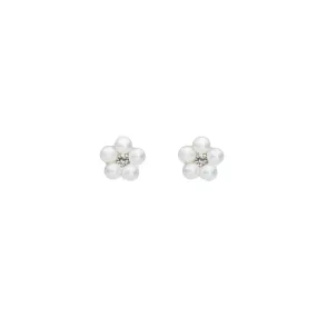 Dew Shell Pearl Flower Zirconia Studs 33108SHC