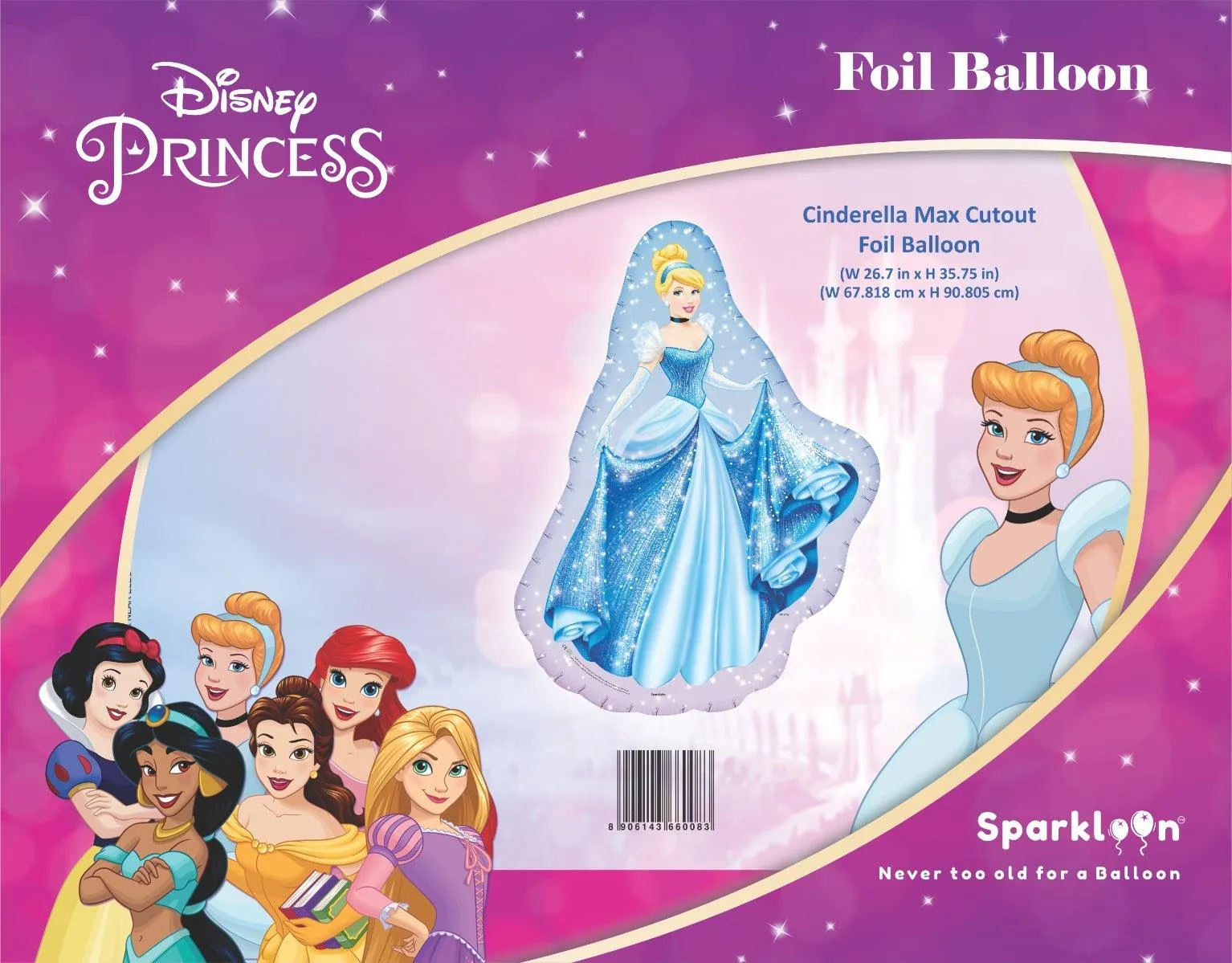 Disney Princess Cindrella Max Cutout Foil Balloon, Pack of 1