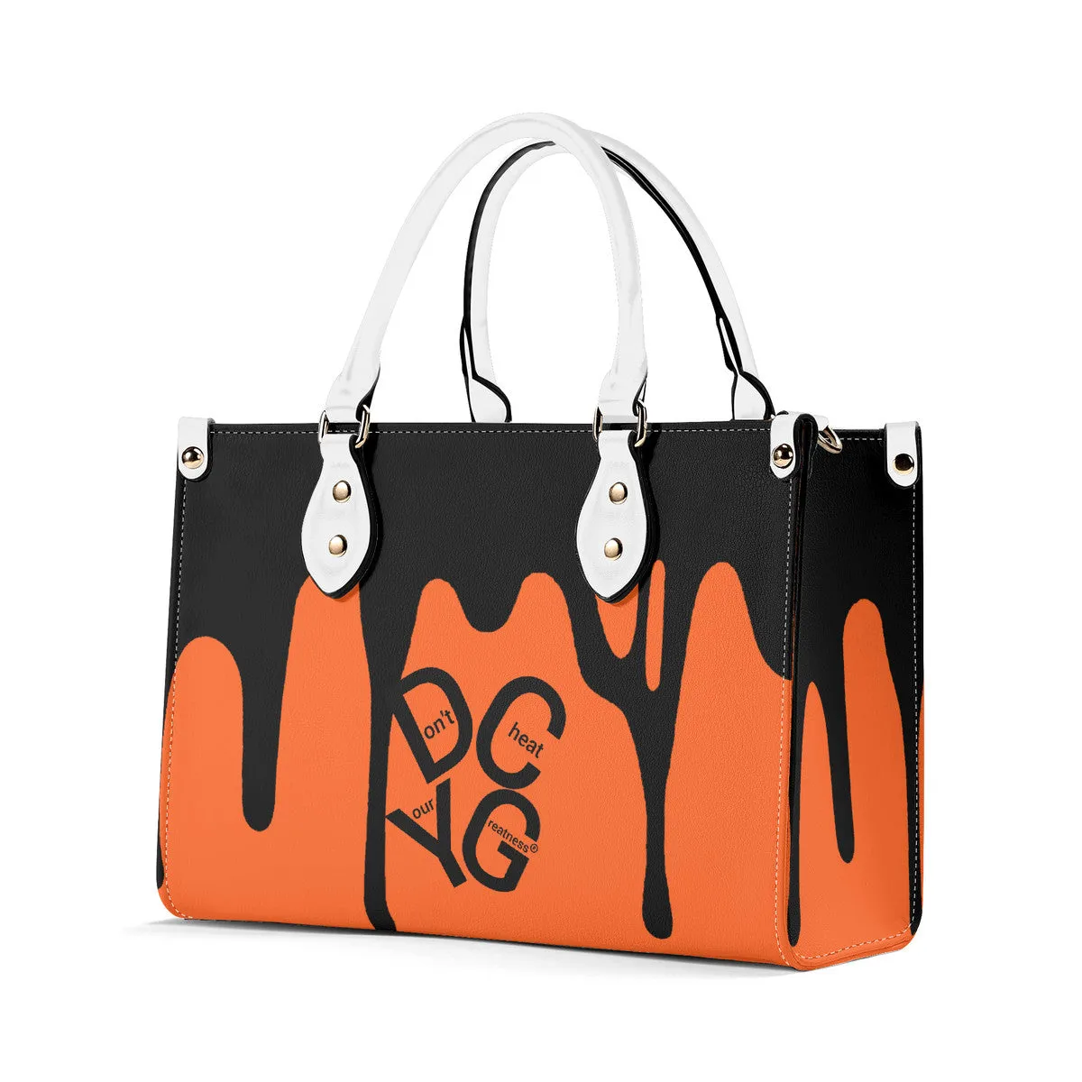 DRIP Black logo & Orange Multiple Sizes Upgraded Luxury Women PU Leather Handbag