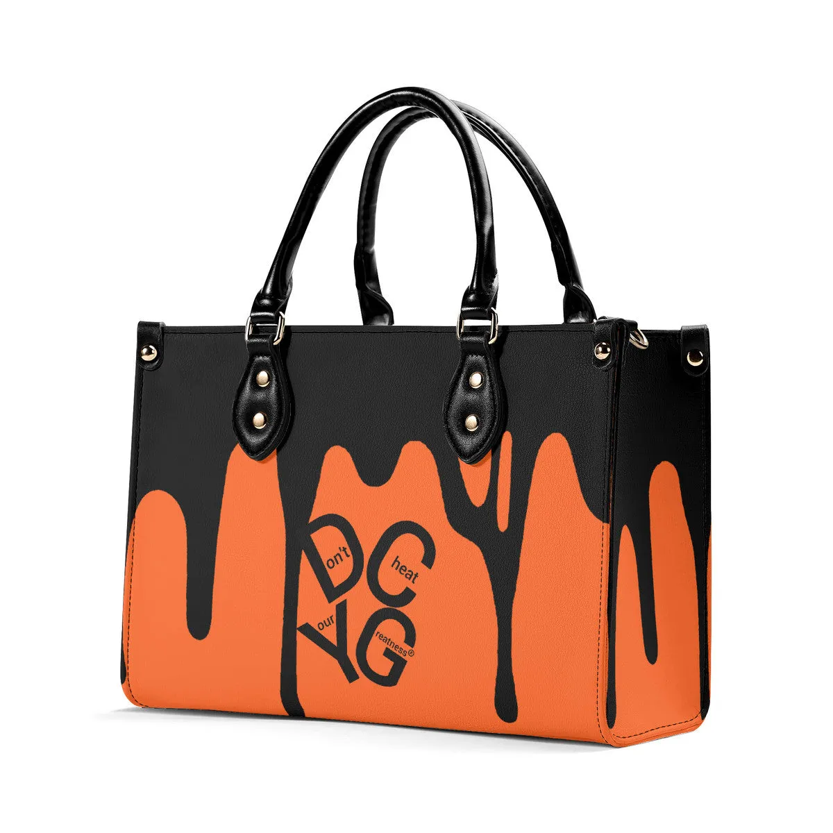 DRIP Black logo & Orange Multiple Sizes Upgraded Luxury Women PU Leather Handbag