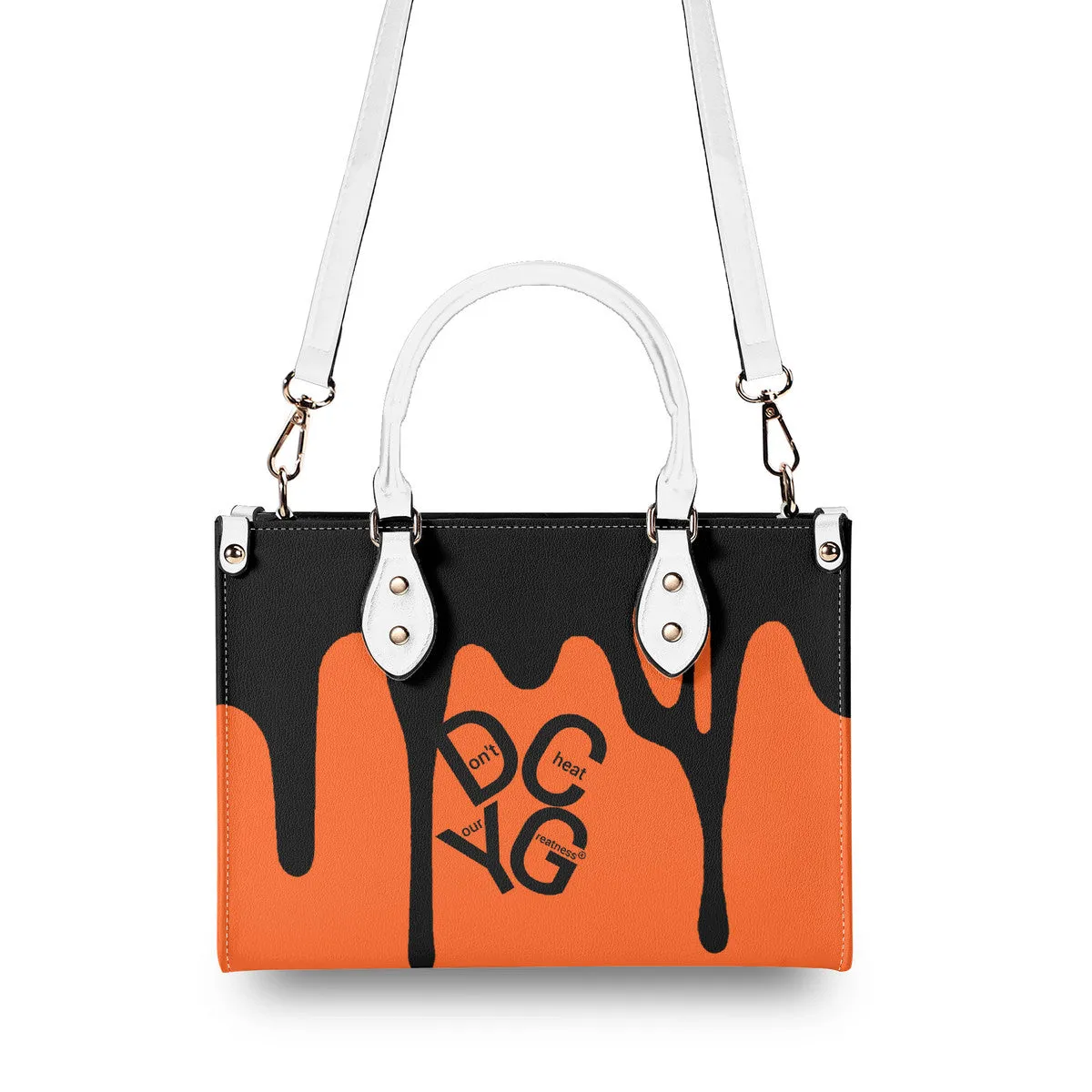 DRIP Black logo & Orange Multiple Sizes Upgraded Luxury Women PU Leather Handbag