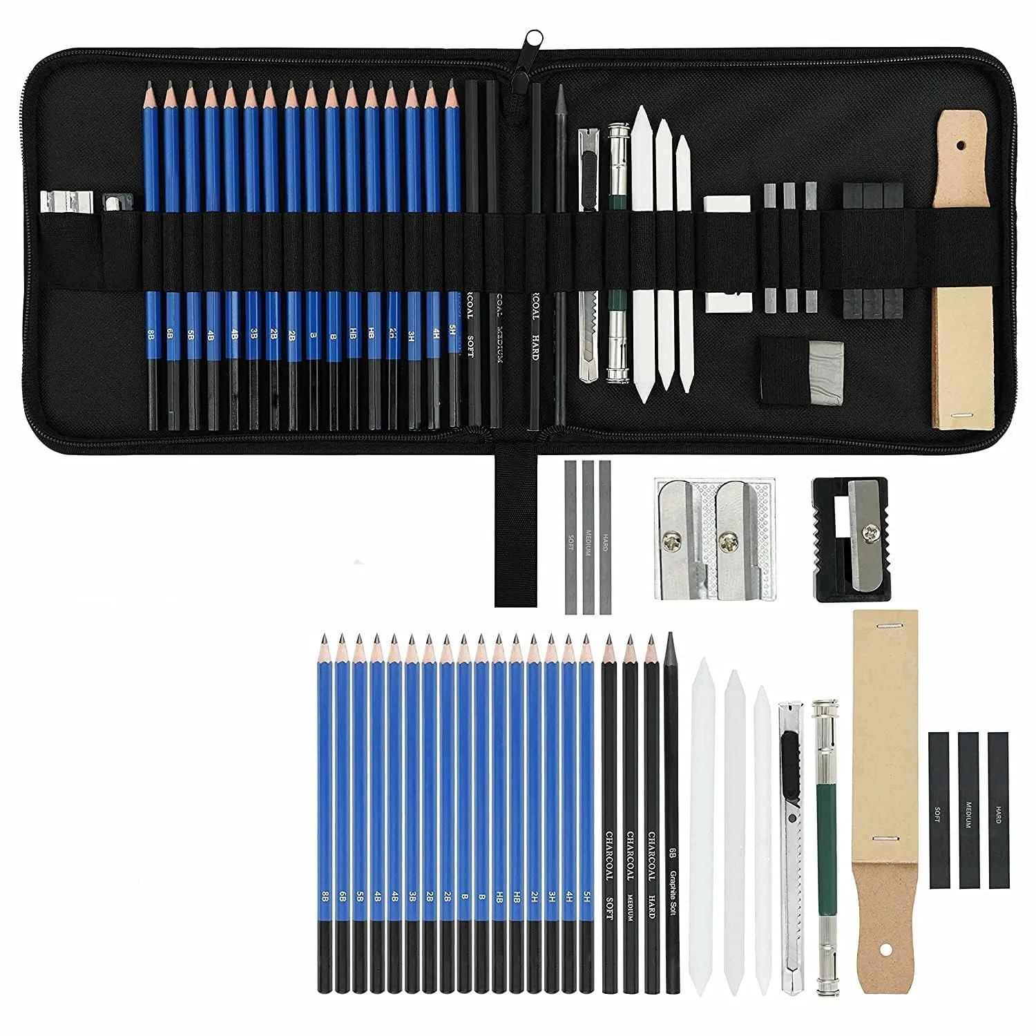 EzLife Sketch Kit, 35 Pieces Professional Drawing Pencils, Sketching Kit, Drawing Kit, Shading Pencils, Sketch Pencils Set for Artists