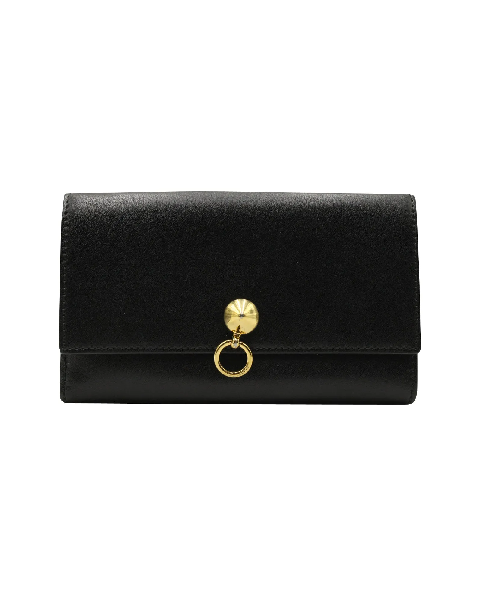 Fendi DotCom Continental Long Wallet in Black Leather