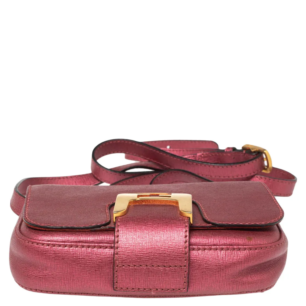 Fendi Metallic Pink Leather Chameleon Crossbody Bag
