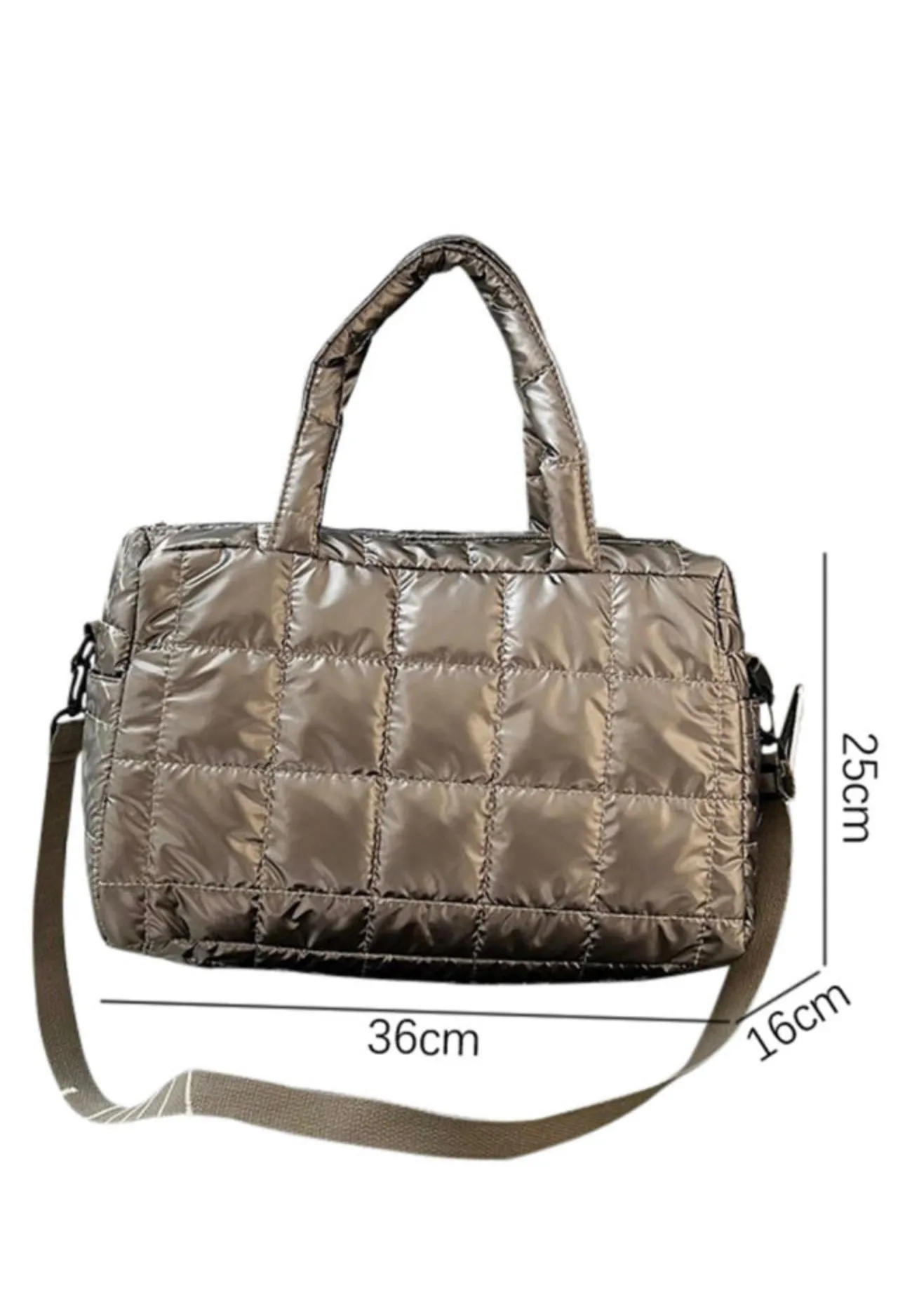 Gold Large Quilted Puffer Tote