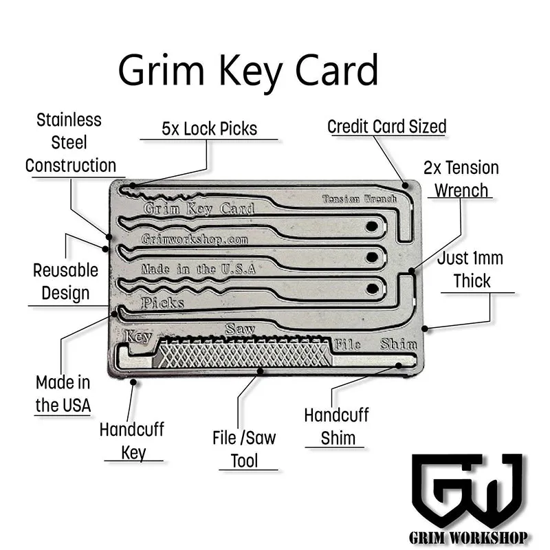 Grim Workshop Grim Key Card - Credit Card Lock Pick Set and Escape Kit*