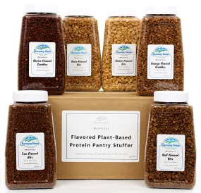 Harmony House Flavored Plant-Based Protein Pantry Stuffer (6 Varieties, Quart Size)