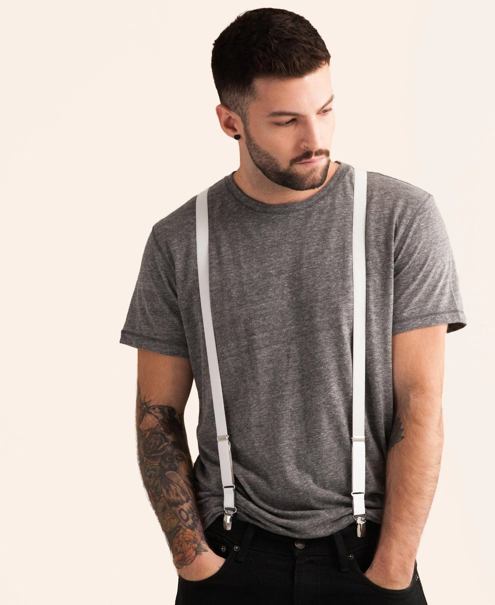Ice - Skinny White Suspenders