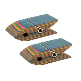 Island Bamboo Rainbow Pakkawood Bag Clips set/2