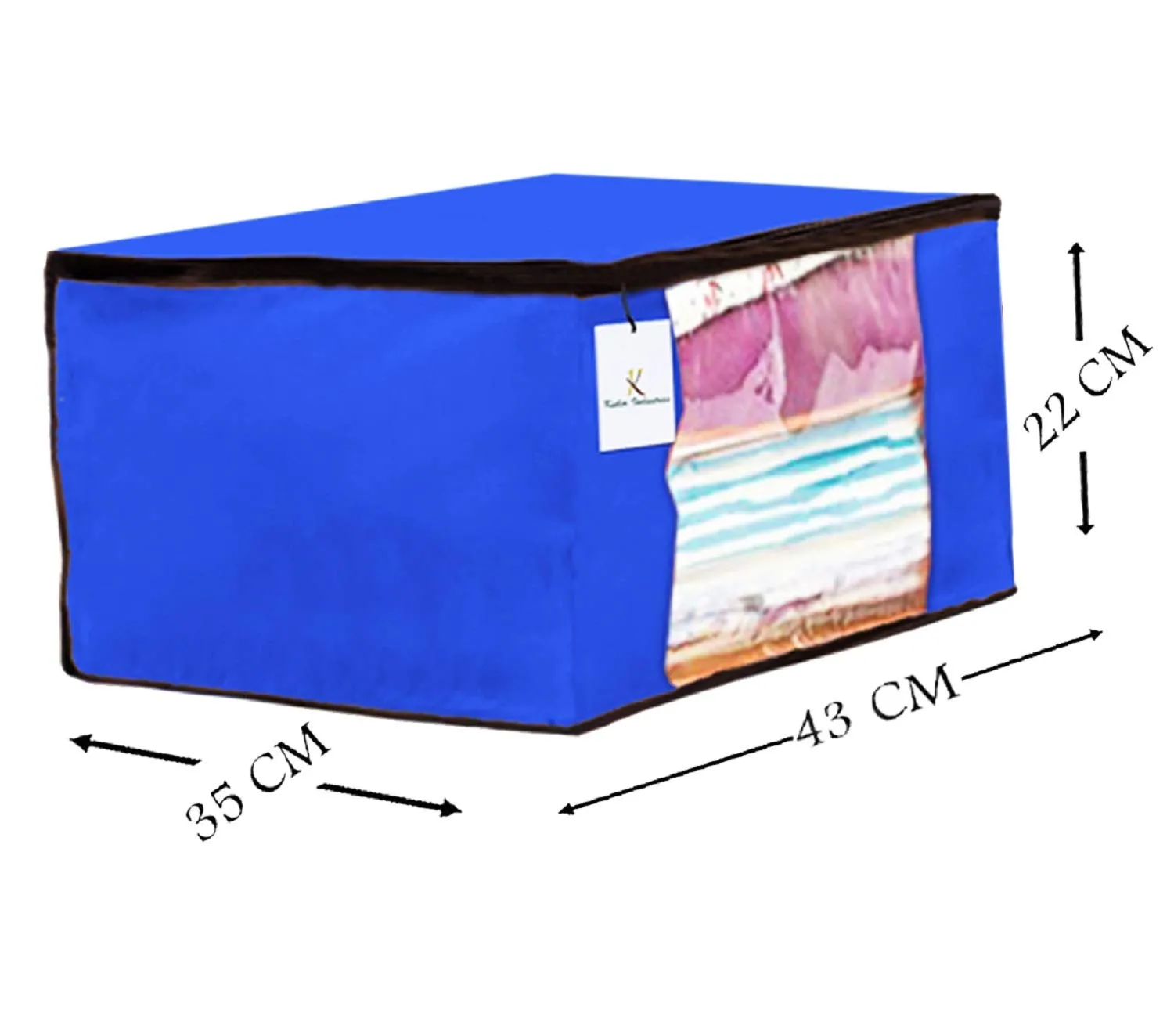 Kuber Industries 12 Piece Non Woven Fabric Saree Cover Set with Transparent Window, Extra Large, Royal Blue-CTKTC23742