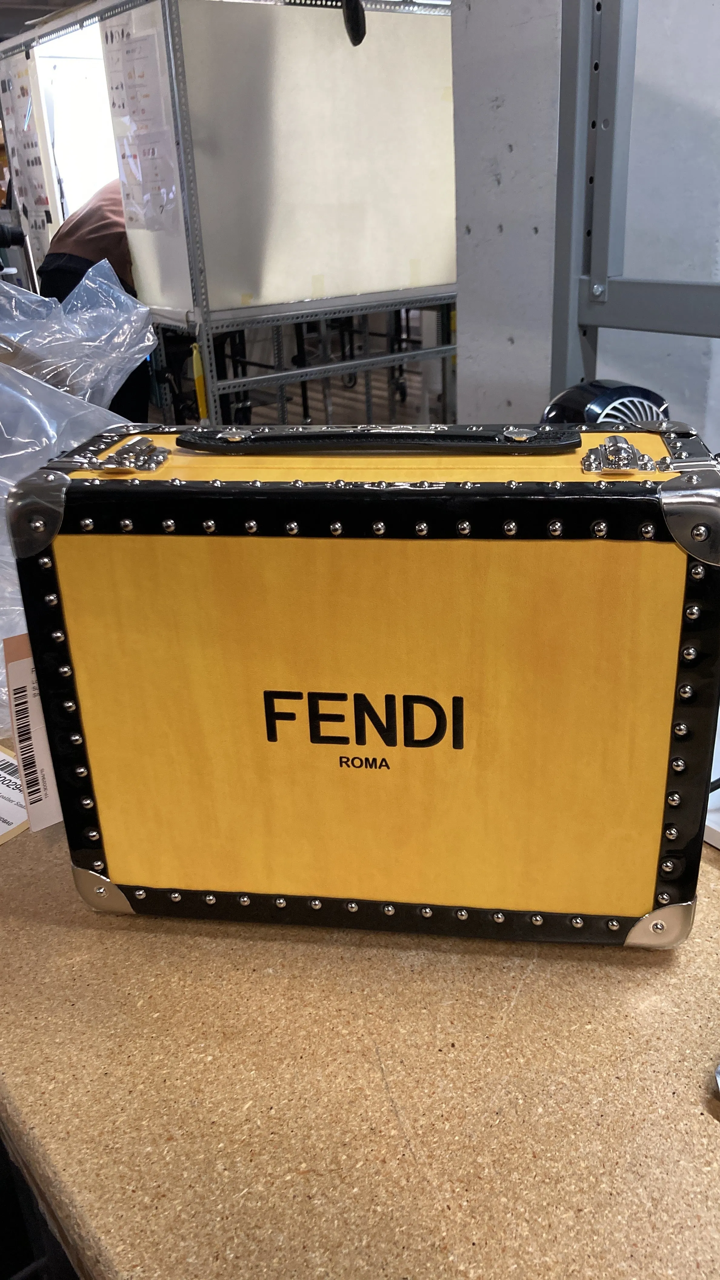 Logo Rigid Suitcase Leather Small