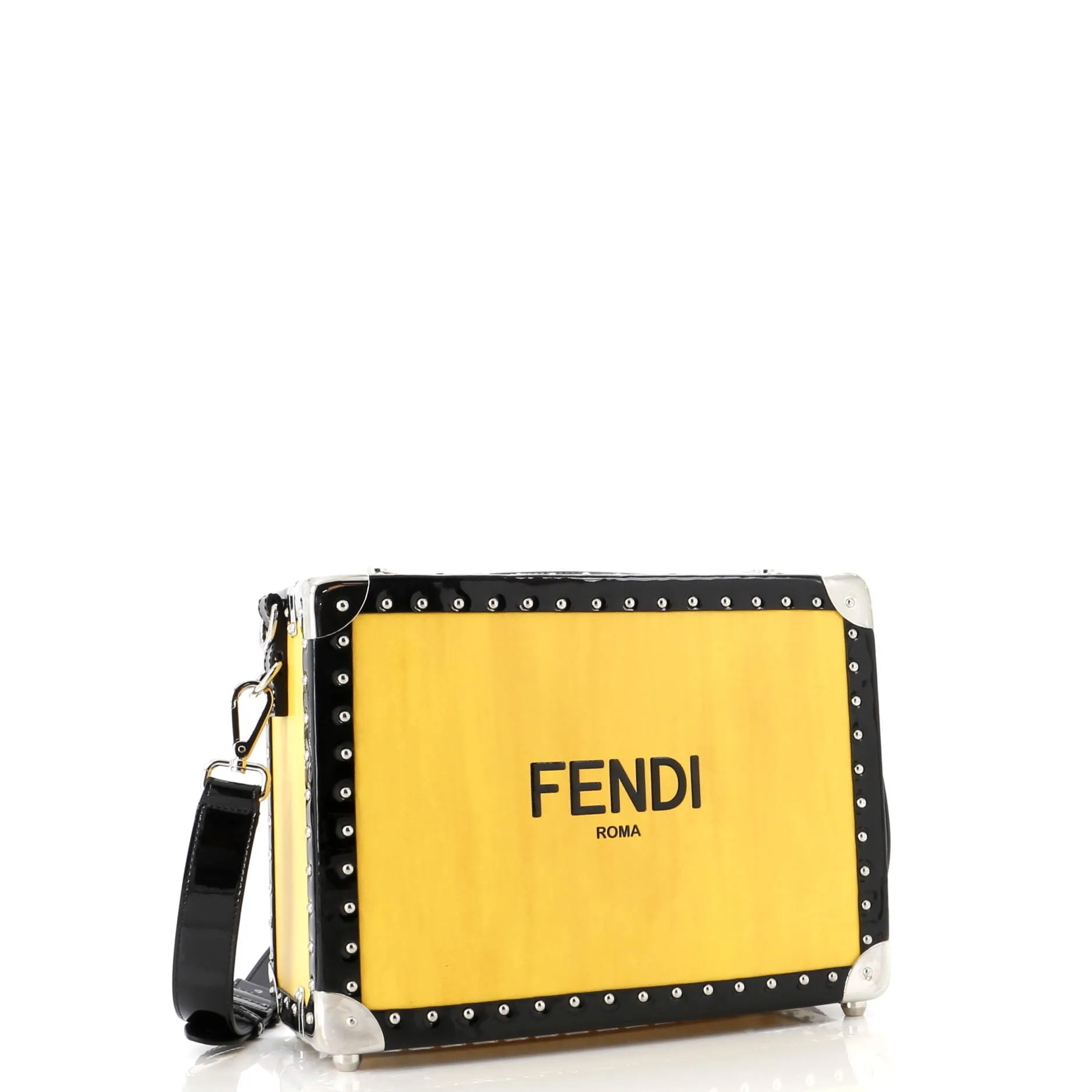 Logo Rigid Suitcase Leather Small