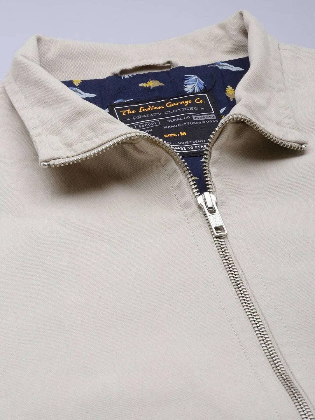 Men's Beige Solid Casual Jacket