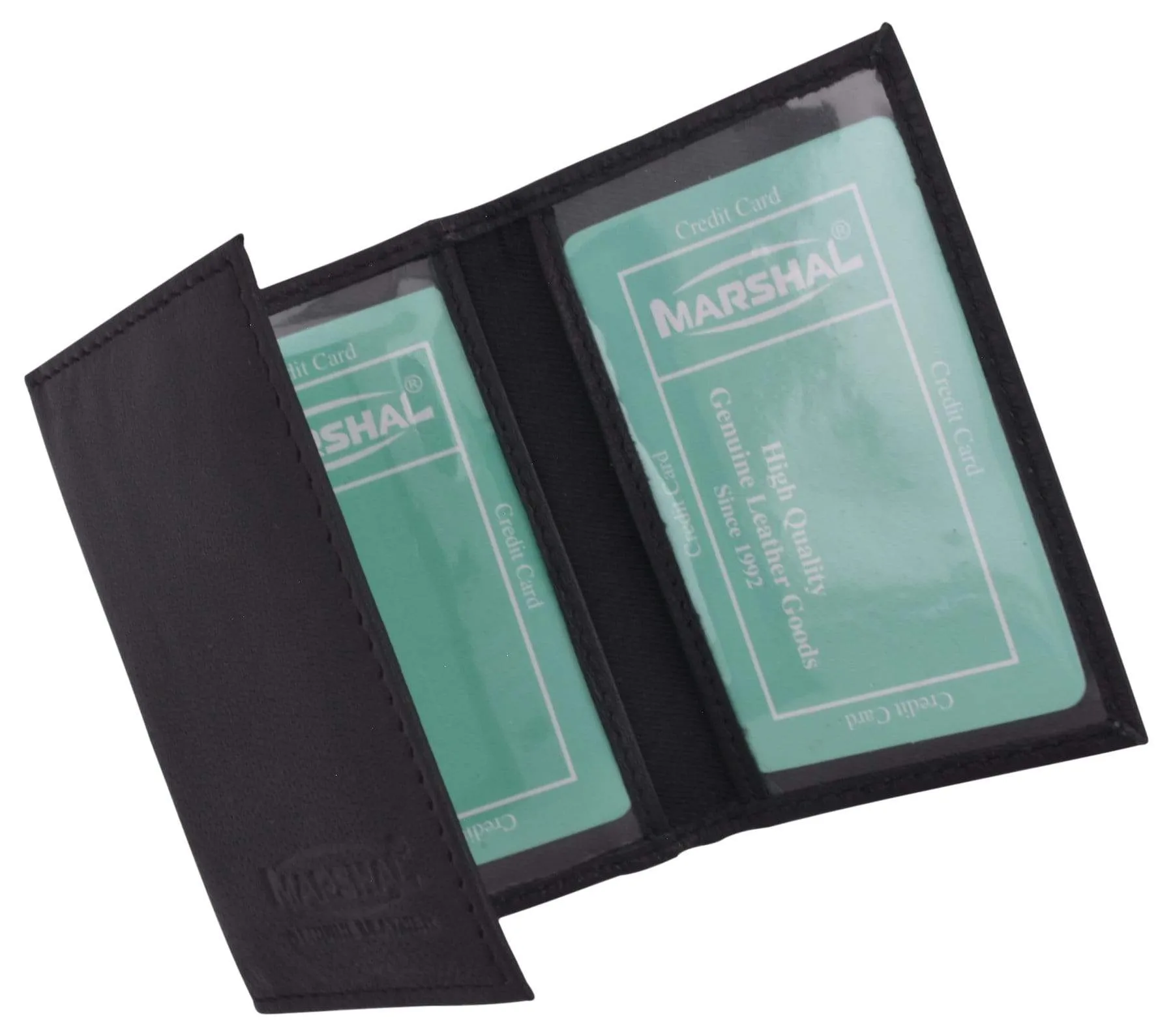 Men's Genuine Soft Leather Multiple ID Windows Slim Trifold Holder