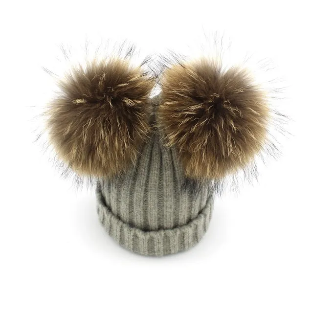 Mink Fur Pompom Hat